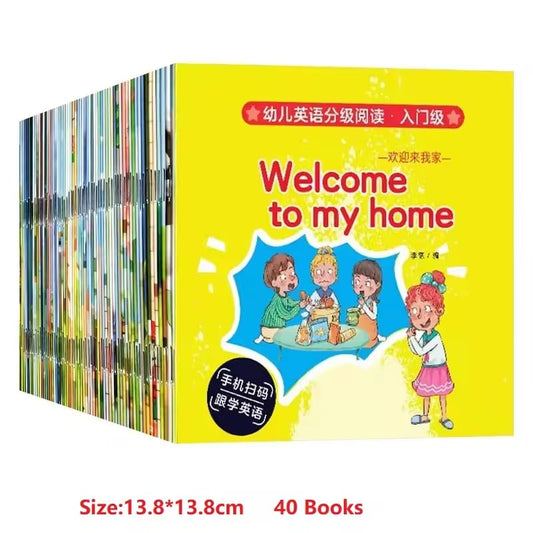 40 Books Children's English Picture Books English Graded Reading Enlightenment for Early Education Including QR Code Video
