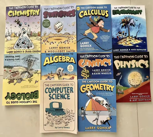 10 Books/set,The Cartoon Guide To Statistics/Chemistry Funny Science Comic English Story Book Early Education Libros Livro